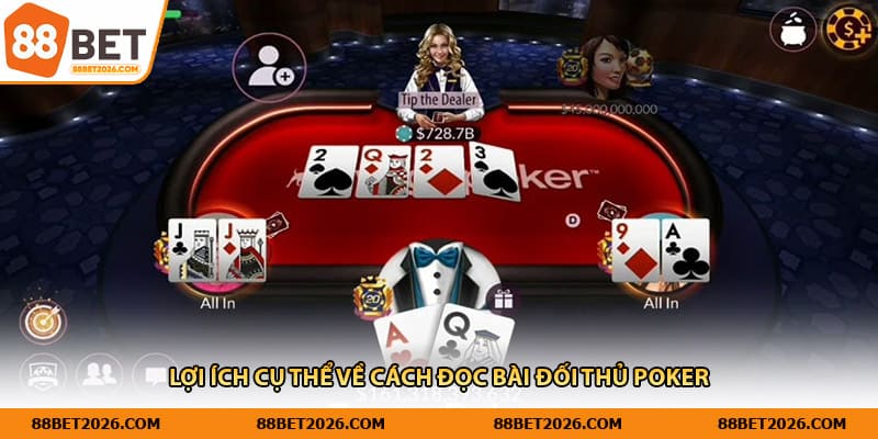 Lợi ích cụ thể về cách đọc bài đối thủ Poker